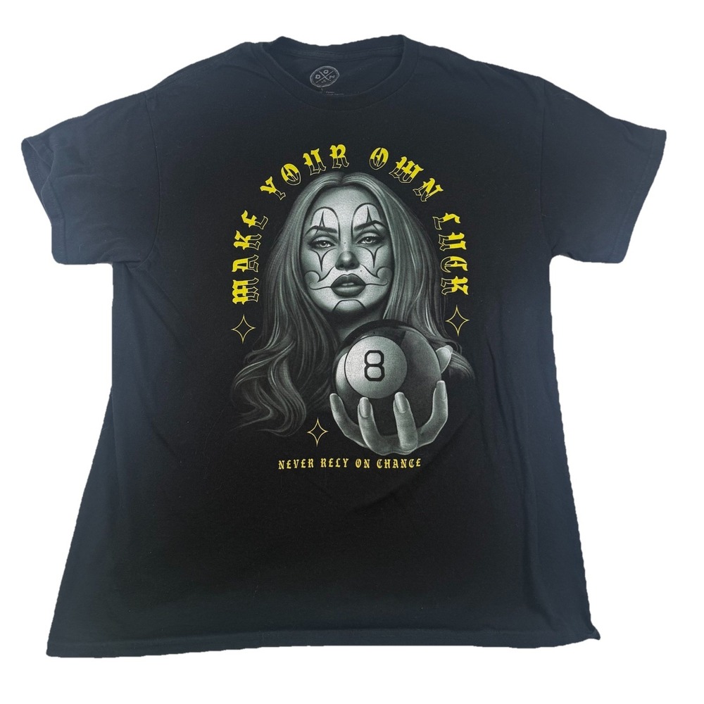 Make Your Own Luck T-Shirt Clown Graphic Tee Men's L DOM Rebel Gothic Streetwear